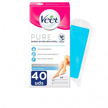 Veet vahaplaastrid Pure kehale tundlikule nahale 40 tk