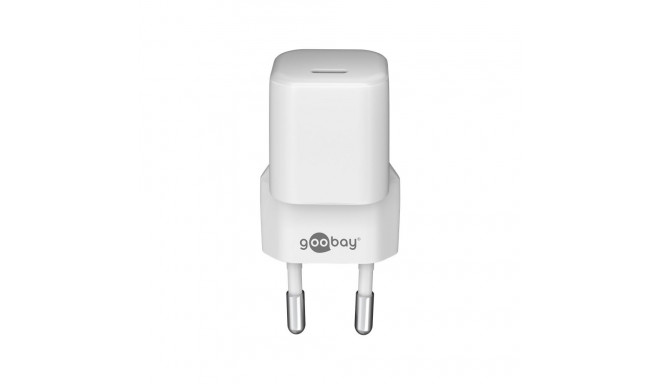 USB laadija 1 x USB-C PD, 100 - 240V > 5V, 3A, 30W, nano, kiirlaadija,valge