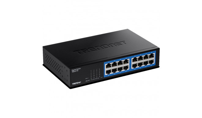 Switch: 16 x 10/100/1000Mbps, metallist, madal voolutarve, räkitav