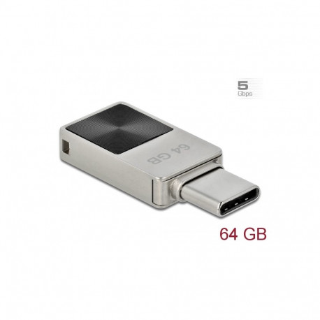 Mälupulk USB-C 64 GB, metallist korpus, hõbedane
