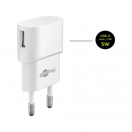 USB laadija 1 x USB + Apple Lightning kaabel 1.0m, valge