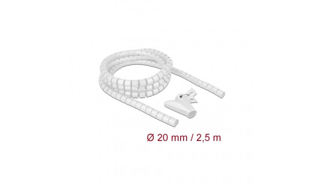 Juhtmete korrastaja plastikust 2.5m koos sidujaga, 20mm, valge