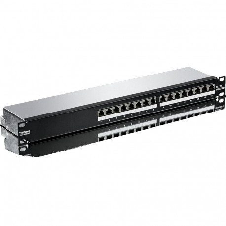 16-Port Cat6A Shielded 1U Patch Panel