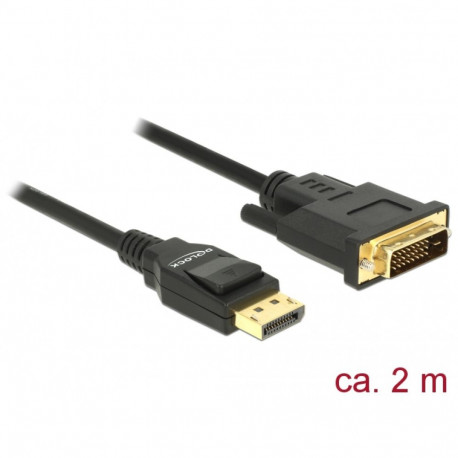 Delock Cable DisplayPort 1.2 male > DVI 24+1 male passive 4K 30 Hz 2 m black