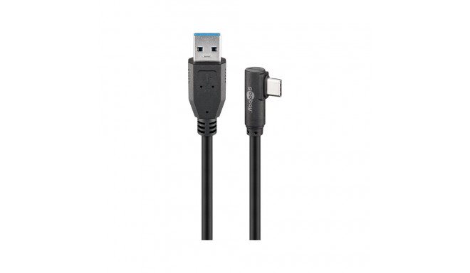 USB-C kaabel C - A 1.0m, USB 3.1 - USB 3.0, 5Gbps, 90°, must