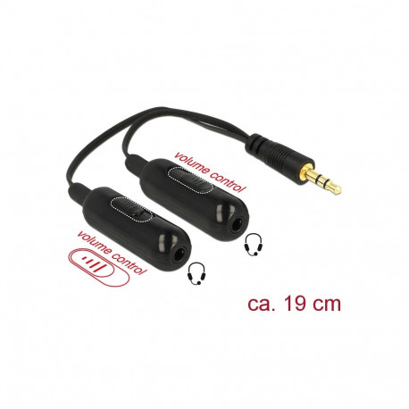 Delock Adapter Cable audio splitter stereo jack male 3.5 mm 3 pin > 2 x stereo jack female 3.5 mm 3 