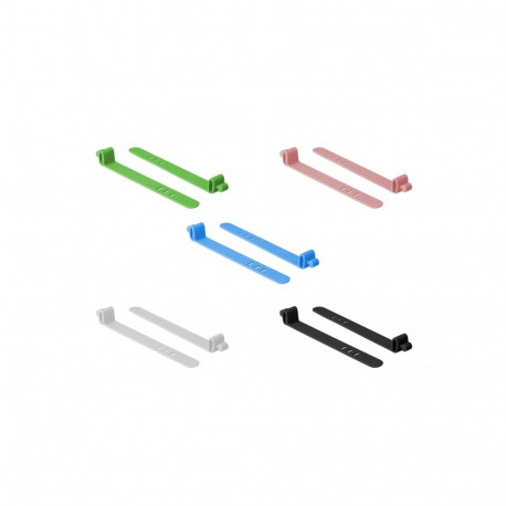 Kaablisidemed 80.0 x 11.0 x 1.5mm värvilised, taaskasutatavad (10tk), silikonist, kolme auguga