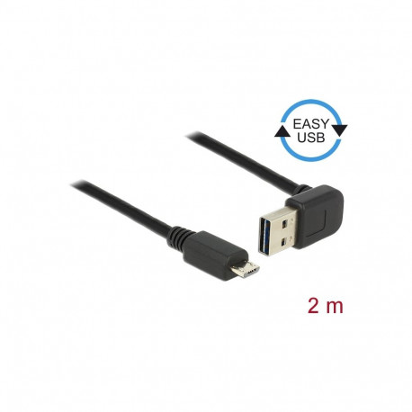 USB 2.0 kaabel A - Micro B 2.0m, A Easy USB nurgaga, must