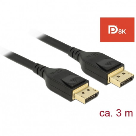 DisplayPort kaabel 3.0m, kullatud, kolmekordne varje, 8K Ultra HD (7680x4320@60Hz), must