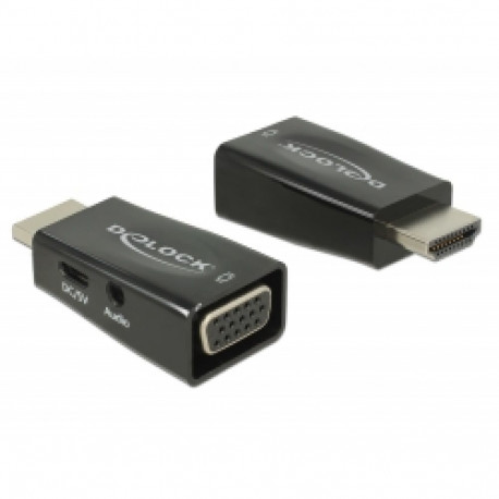 Konverter HDMI (M) - VGA (F) + 3.5mm (F), USB Micro B (F), 2K@60Hz, must