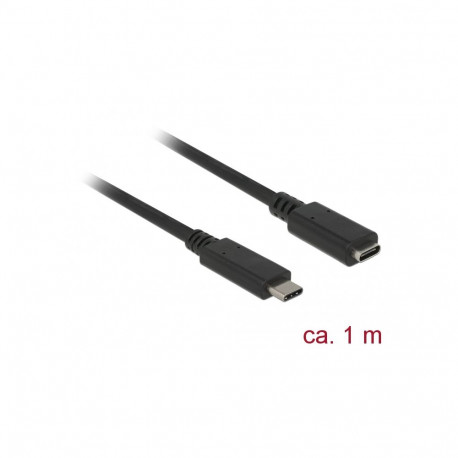 USB-C pikenduskaabel 1.0m, USB 3.1 5Gbps, 3A, must