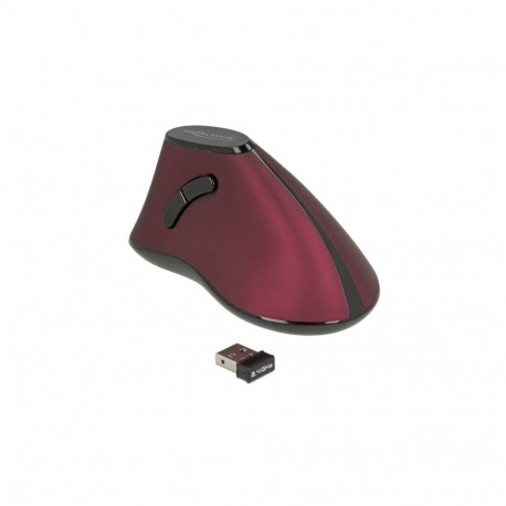 Ergonoomiline vertikaalne optiline hiir, 5 nuppu, 2.4GHz, juhtmevaba, nano, punane
