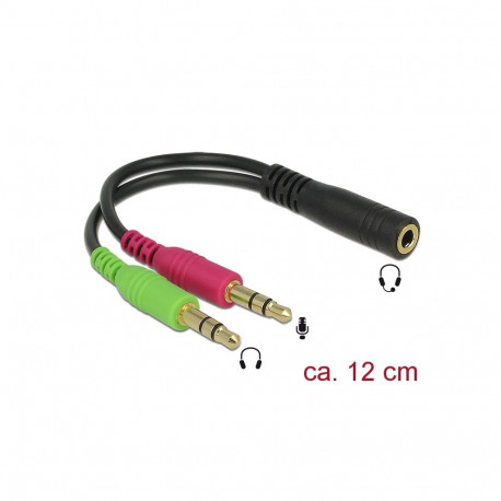 Delock Headset Adapter 1 x 3.5 mm 4 pin Stereo jack female > 2 x 3.5 mm 3 pin Stereo jack male (CTIA