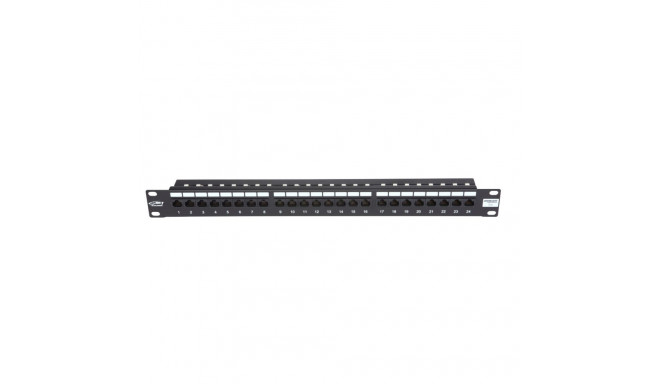 19´´ Patch Panel, 24xRJ45, unshielded, Cat5e, 1U, black