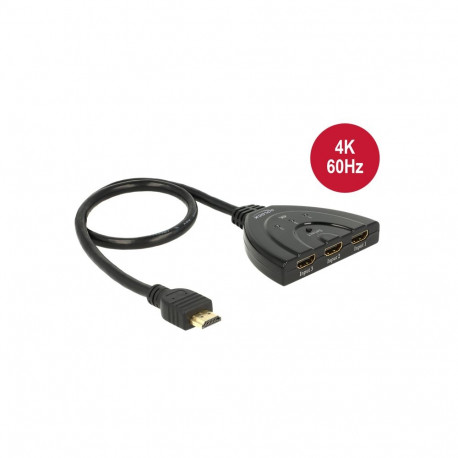 HDMI UHD Switch 3 x HDMI in > 1 x HDMI out 4K with integrated cable 50 cm