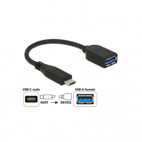 Üleminek USB-C (M) - USB 3.1 A (F) 0.1m, must, Premium (Gen2-10Gb)