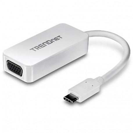 Konverter USB-C (M) - VGA (F) 1920x1200@60Hz, kaabel 0.14m, valge