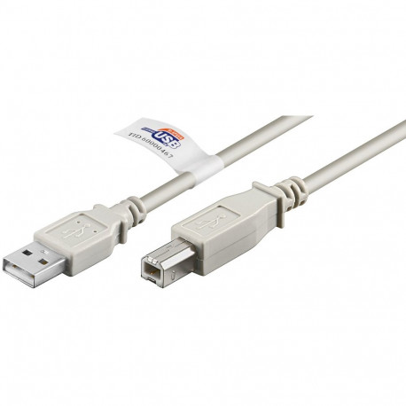 USB 2.0 kaabel A - B 3.0m, USB sertifikaadiga, hall