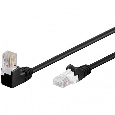 Võrgukaabel Cat5e UTP 1.0m, must, (1x90° nurgaga üles), CCA