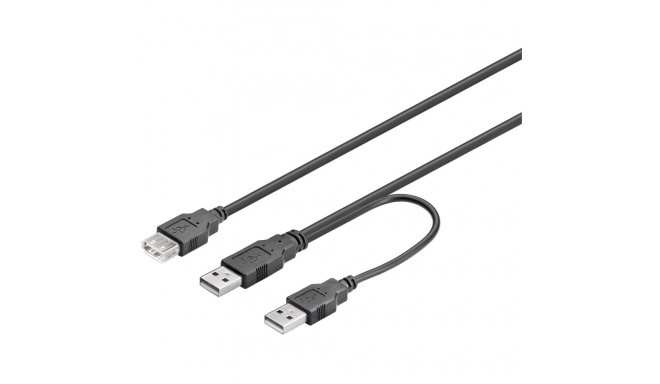 USB 2.0 Y-kaabel 2 x A (M) - A (F) 0.3m