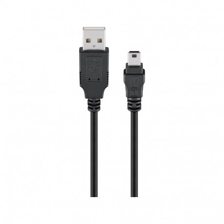 USB 2.0 kaabel A - Mini B 5.0m, must