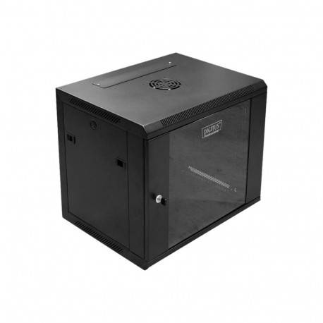 DIGITUS DN-W19 09U/450/B DIGITUS Wallmount cabinet 9U, 600x450mm, black RAL 9004