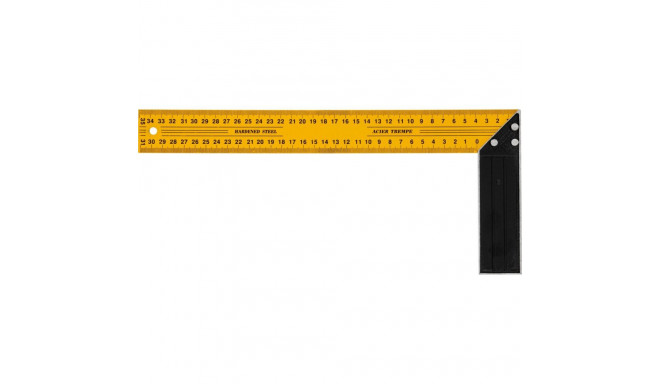 Kątownik stalowy ze skalą dwustronną 350mm żółto-czarny