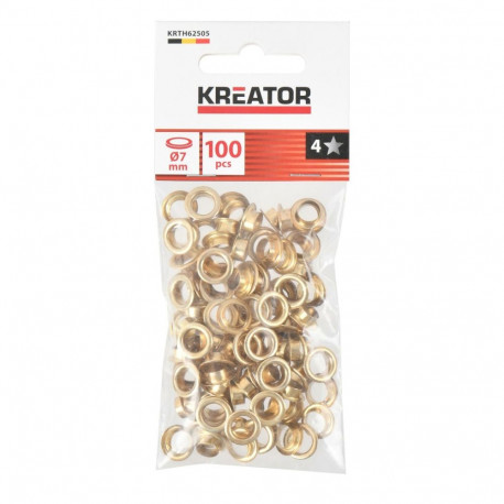 Eyelets Ø 7mm brass 100 pcs KREATOR KRTH62505