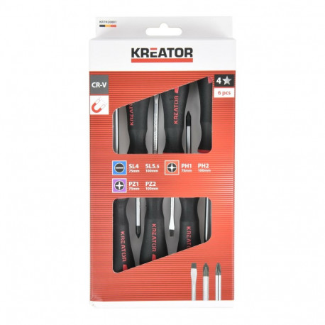Kreator Kruvikeerajate komplekt KRTH20001, 6 tk, 100 mm, magnetots, pehme käepide