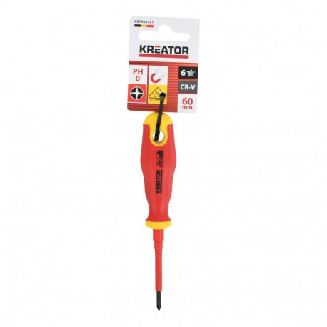 Insulated screwdriver, KREATOR, KRTH20701, Shaft length: 60 mm, Head size: 0