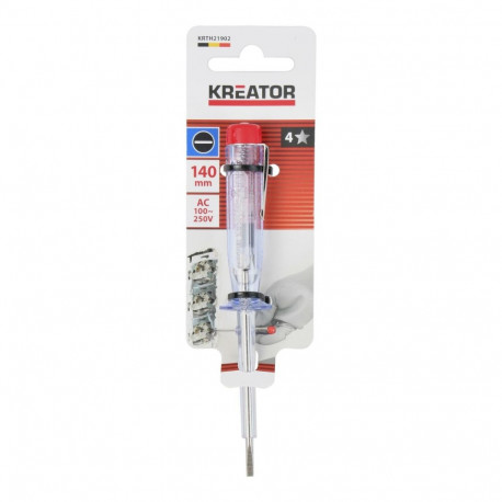 Kreator voltage tester KRTH21902, 100-250V, 140mm, 15mm, 65mm, slotted, indicator light
