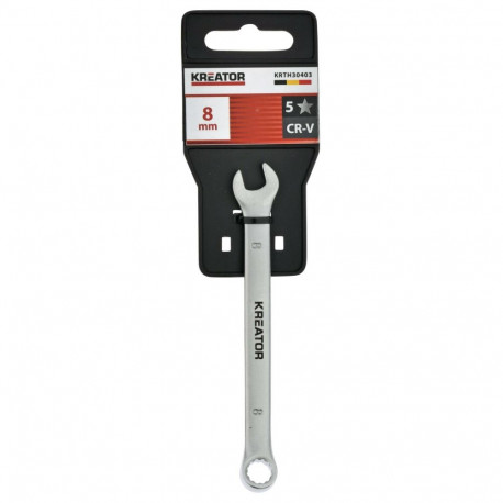 Combination open-ring spanner, Kreator, KRTH30403, 8 mm, 121 mm, chrome-vanadium