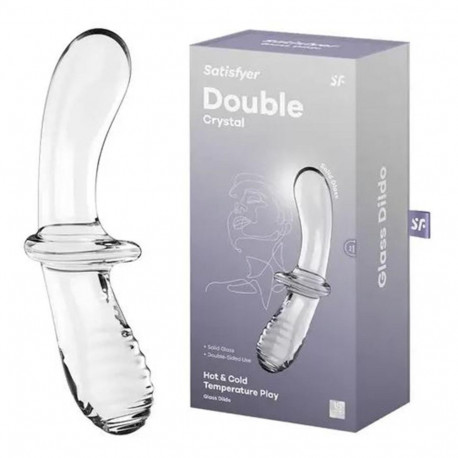 SATISFYER DOUBLE CRYSTAL DILDO HOT & COLD TEMPERATURE PLAY TRANSPARENTE 1UN