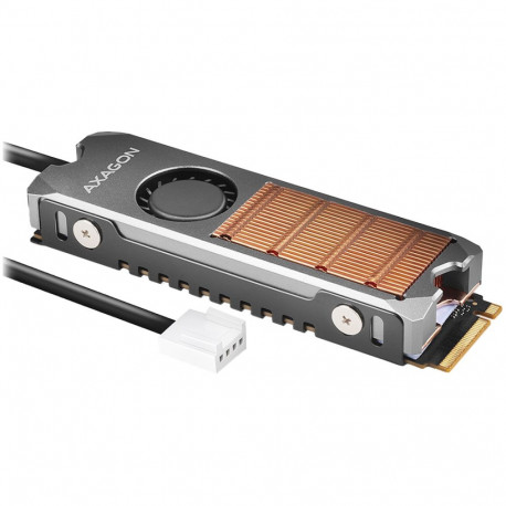 AXAGON CLR-M2FAN active fan - M.2 SSD, 80mm SSD, copper body, silicone thermal pads, height 13mm