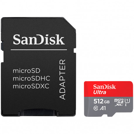 SANDISK Ultra microSDXC 512GB + SD Adapter 150MB/s A1 Class 10 UHS-I