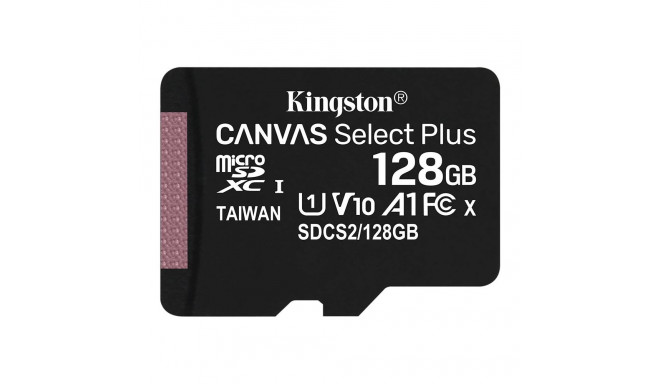 Kingston 128GB micSDXC Canvas Select Plus 100R A1 C10 Single Pack w/o ADP