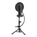 LORGAR Voicer 721, Gaming Microphone, Black, USB condenser microphone with tripod stand, pop filter,