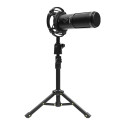 LORGAR Voicer 721, Gaming Microphone, Black, USB condenser microphone with tripod stand, pop filter,