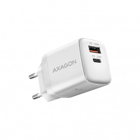 Axagon Sil wallcharger 2x port (USB-A + USB-C), PD3.0/QC4+/PPS/AFC/Apple. 30W total power.