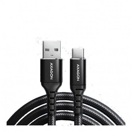 Axagon Data and charging USB 2.0 cable length 1.5 m. 3A. Black braided.