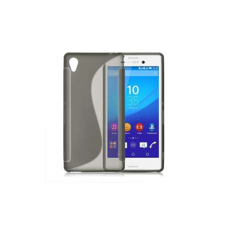 Kaitseümbris Sony Xperia M4 Aqua / M4 Aqua Dual, kummist, S-disain, tume läbipaistev