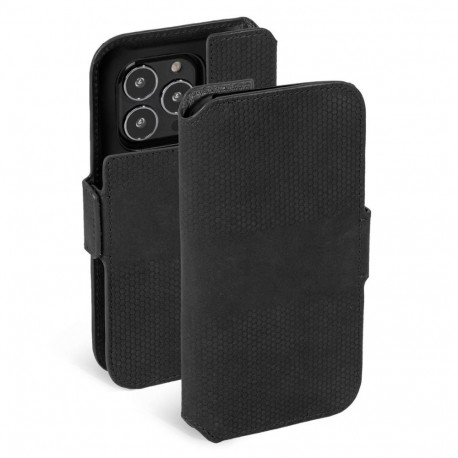 Kaitseümbris kaanega Leather PhoneWallet, Apple iPhone 13 Pro, naturaalsest nahast, must, Krusell