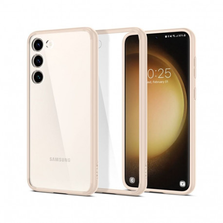 Kaitseümbris Ultra Hybrid, Samsung Galaxy S23, läbipaistev beeži äärega, Spigen