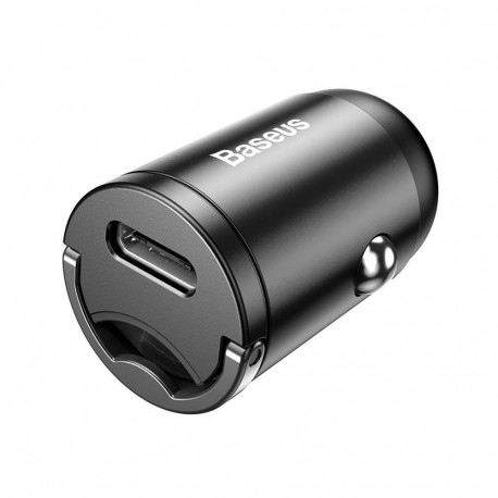 Autolaadija adapter 30W USB-C juhtmele, PD (Power Delivery) kiirlaadija, must, Baseus