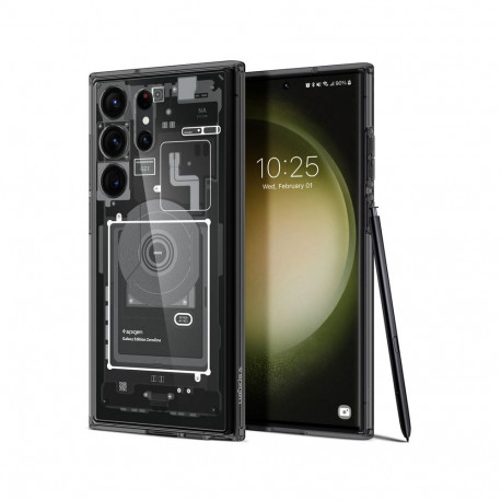 Kaitseümbris Ultra Hybrid Zero One, Samsung Galaxy S23 Ultra, tumehalli äärega, Spigen