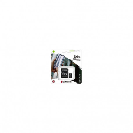 Mälukaart microSD 64GB, Class 10, UHS-I, R100/W10, Canvas Select Plus, Kingston