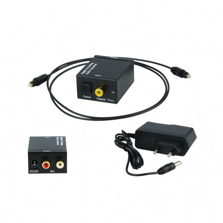 91-200# optiline toslink-dac muundur 2xrca-ga toiteadapteriga