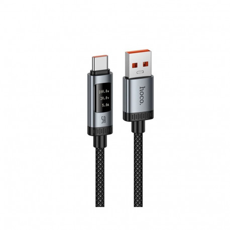 Data Cable with digital display USB A to USB C Hoco PD 6A 100W 1,2 m U148 black