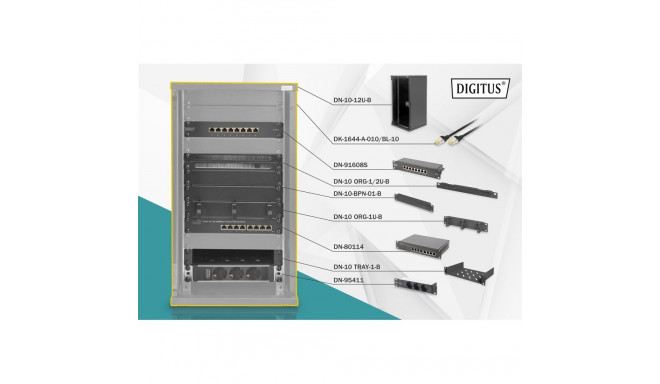Digitus Network Set - 254 mm (10") - 12U, 312 x 300 mm (W xD)