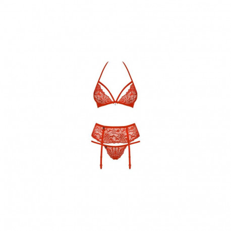 Obsessive 838-SEG-3 L/XL lingerie set/bodysuit Red, Transparent Elastane, Polyamide